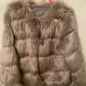 Coats | Grey Faux Fur Bubble Coat 
